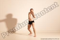 Underwear Martial art Man White Moving poses Slim Short Blond Dynamic poses Academic